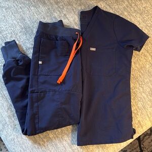 Figs XS Tall Bottoms and S Top in Navy